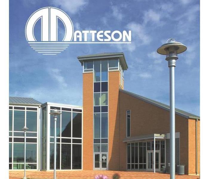 Matteson Village building with the words Matteson written as well